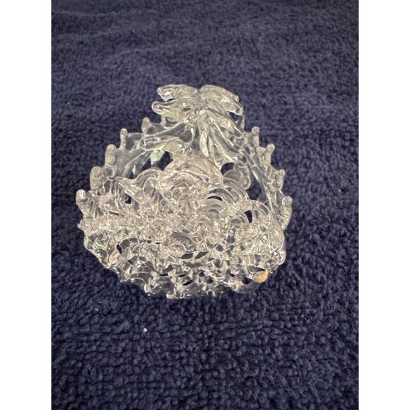 Clear Glass Nativity Scene Figurine With Star Topper & Christmas Tree Backdrop - Picture 5 of 5